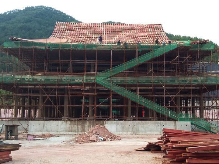 天臺山寺院古建筑施工現場